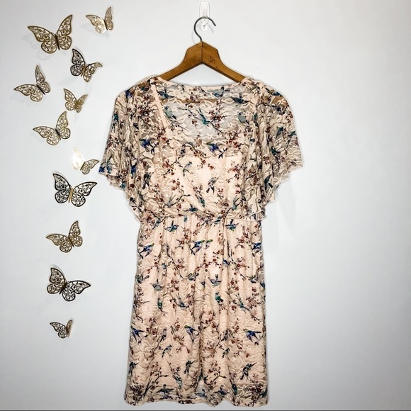 🦋🌙 CHARLOTTE RUSSE | Pink Floral Lace Dress - Picture 4 of 7